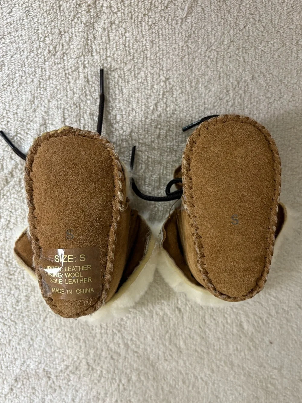 BABY Infant SHEEPSKIN Sheep Shearling WOOL Lined BOOTIES